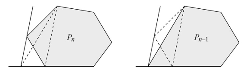 Figura 4.10 — Construcción del (n−1)-gono de igual área