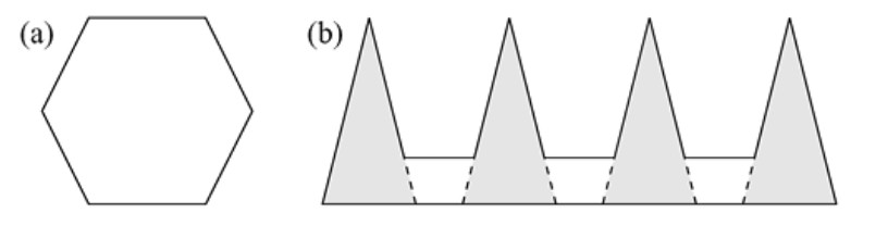 Figura 4.15 — (a) Galería convexa con un solo vigilante; (b) Galería en forma de peine con necesidad de varios vigilantes