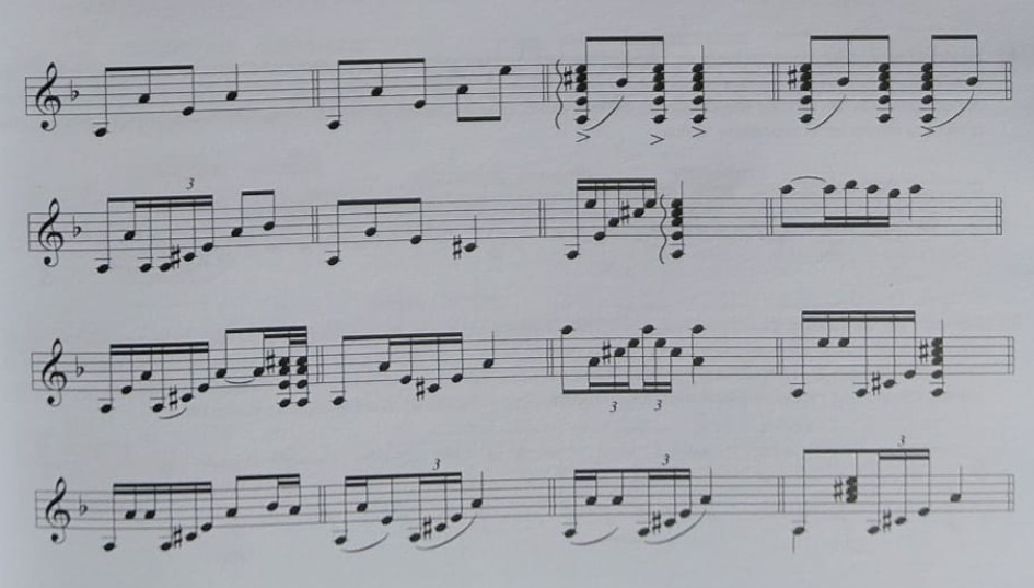 Muestrario de cierres sobre el acorde de tónica (seguiriya)