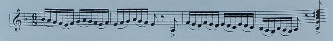 Melodía sobre la escala frigia natural con cierre alterando la tercera mayor