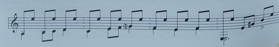 Pedal superior de tónica generando estatismo en un pasaje de soleá