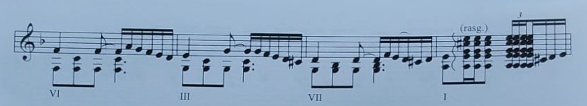 Bulerías: sustitución del III por el VII (VI–III–VII–I)