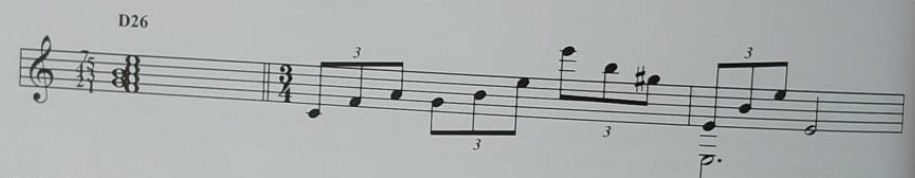 D26 [1–2–3–4–5–7] — acorde desplegado (Niño Ricardo, Gaditanas)