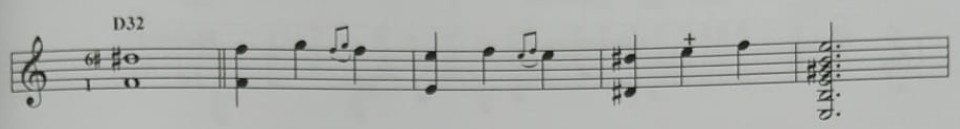 D32: lectura [1–6♯]; malagueña de J. Martín con nota de paso en la voz superior