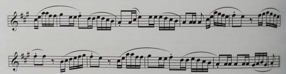 Melodía adaptada al ritmo básico de sevillanas en compás de 3/4.