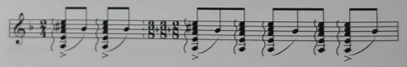 Compás de seguiriya con subdivisiones binarias y cuaternarias.