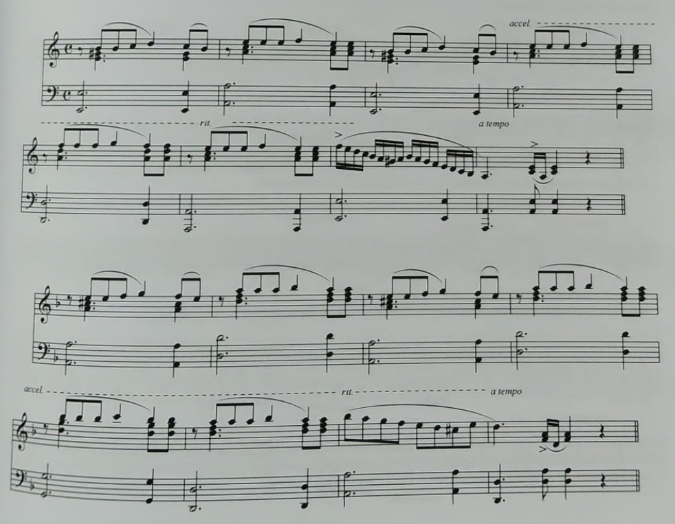 Tres pases de farruca con variaciones agógicas: accellerando y ritardando.