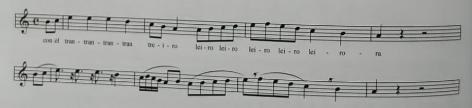 Glosolalia o 'tranterío' con respiraciones ad libitum.