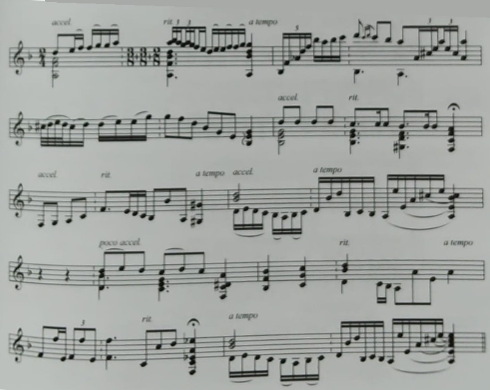 Falseta de siguiriya con modificaciones agógicas del tempo (accelerando y ritardando).