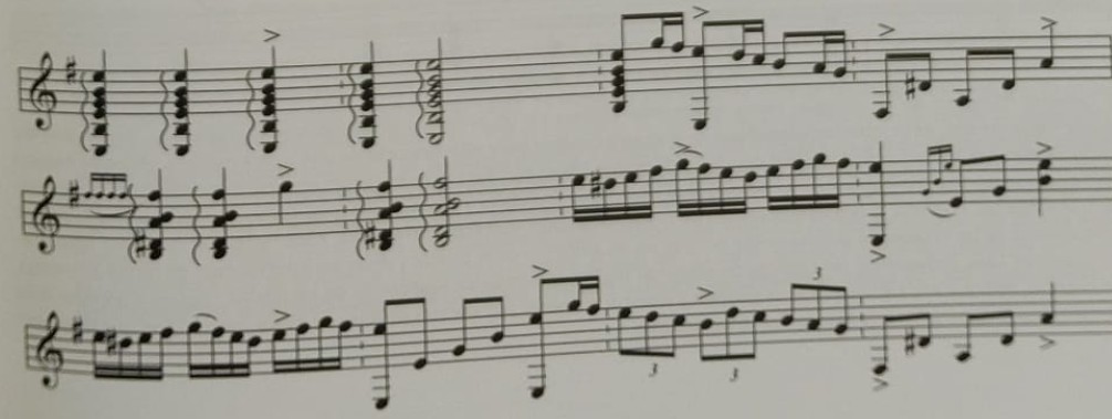 Remate de rosas en modo menor con secuencia IV–I–V–I.