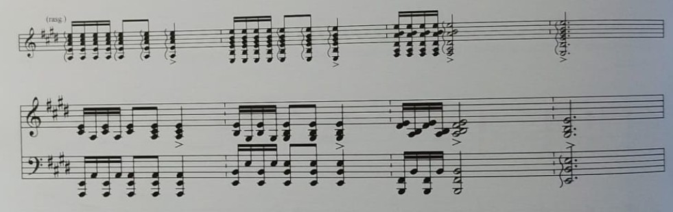 Remate de alegrías en arpegio con semicorcheas rítmicas.