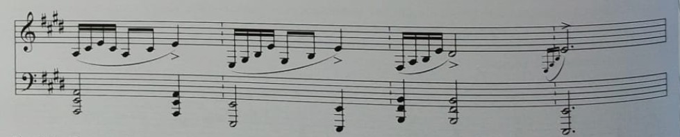 Versión melódica del remate con resolución en la sensible re#.