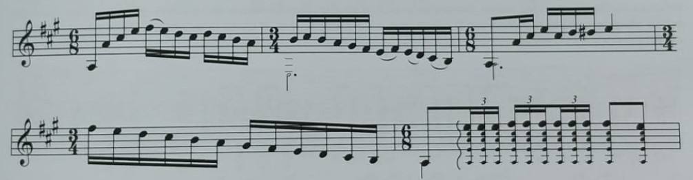 Ejemplo de guajira transcrita para piano o instrumento melódico.