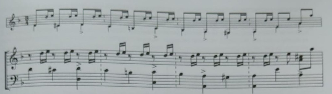 Ejemplo de transcripción de una soleá por bulerías con acordes reorganizados para el piano.