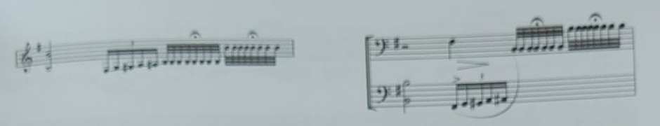 Ejemplo de portamento y bending trasladado al piano, en pasaje de granaínas.