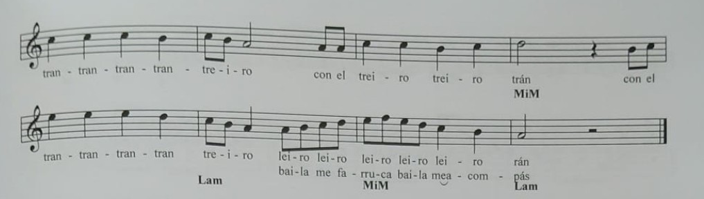 Falseta de soleares por acordes, versión básica adaptada para instrumento monódico.