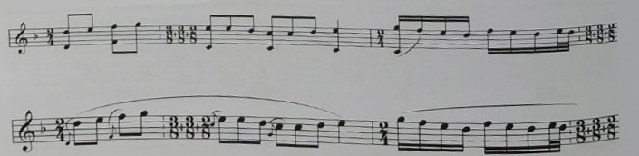 Siguiriya con mordente descendente, adaptada a instrumentos monódicos.