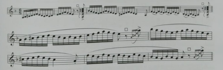 Falseta de bulerías reducida a línea melódica; adaptación para varios instrumentos.