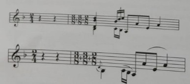 Pasaje de llamada de siguiriya; adaptación monódica basada en la línea del bajo.