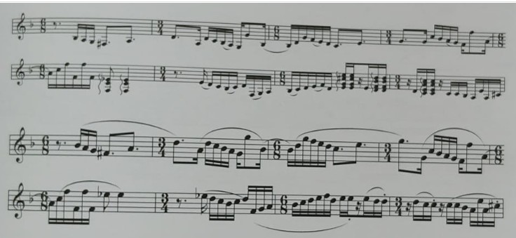 Ejemplo completo de bulerías con síncopas y contratiempos adaptado a instrumento melódico.