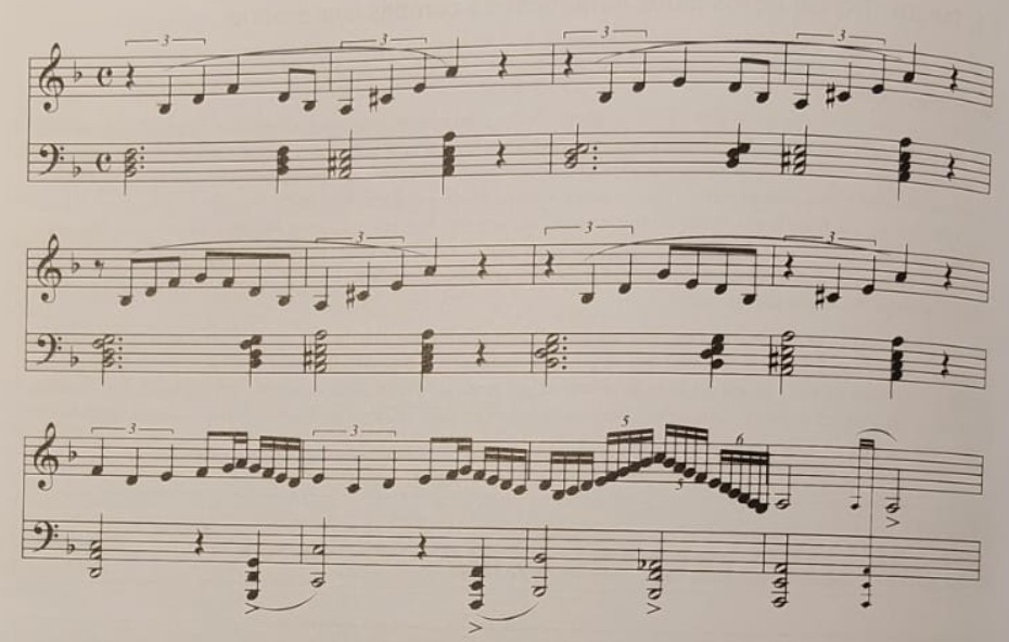 Ejemplo melódico-armónico de los tangos